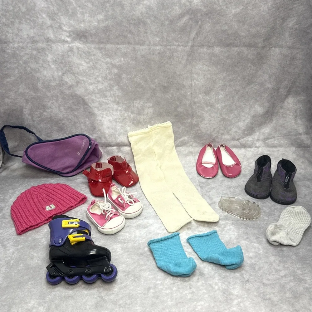 American Girl‎ Lot Shoes/Clothes Pink Flats Skate Socks Anywhere Boots *READ*